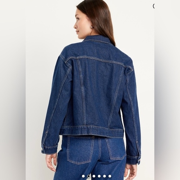 Old Navy Classic Cropped Dark Wash Denim Trucker Jean Jacket NWT XXL - Picture 2 of 7
